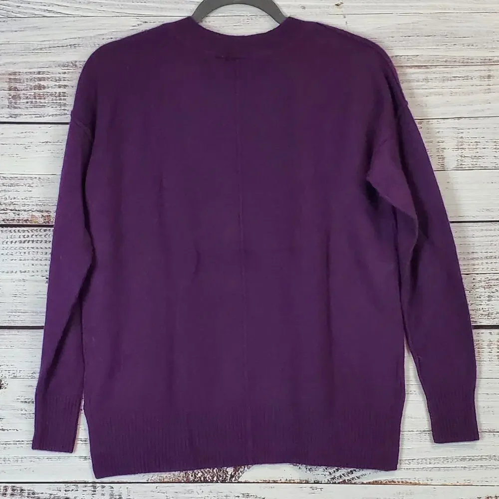 Amber Sun Purple 2-Ply 100% Cashmere Sweater Soft Cozy Warm Oversize S Quiet Lux